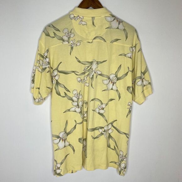 Tommy Bahama Yellow Floral Tropical Short Sleeve Polo Shirt Size Medium Men’s - Picture 9 of 11